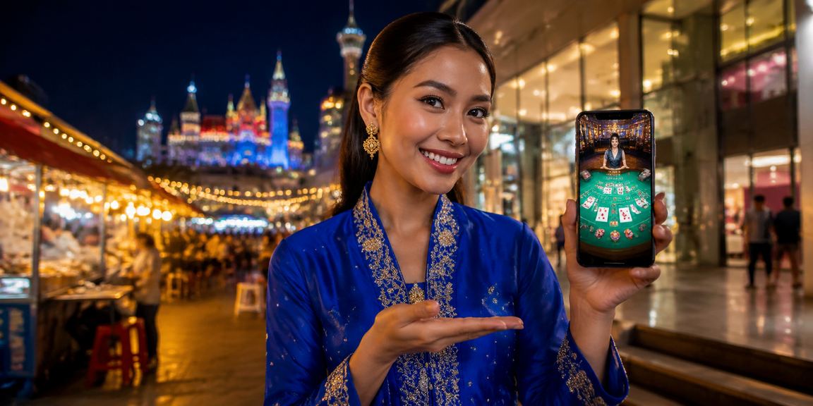 Permainan kad kasino bergaya Melayu dengan baju kurung di meja blackjack Malaysia