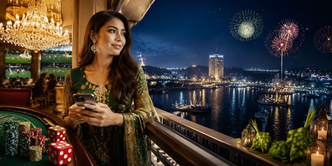 Permainan dadu meriah sempena Hari Raya bergaya Malaysia dengan suasana keluarga